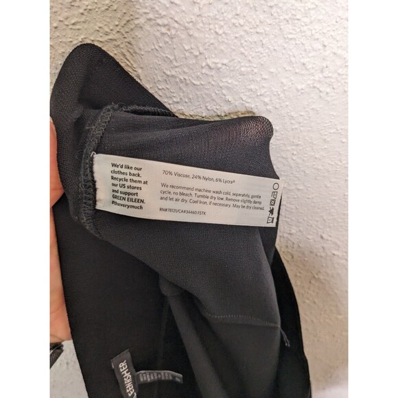 Eileen Fisher Black Work Straight Wide Leg Cropped Ponte Knit Pant Small Pull On - Picture 5 of 5